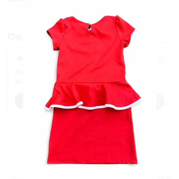 H&M Red Valentine’s Day Kids Peplum Pencil Dress Size 6-8yo - Picture 2 of 4